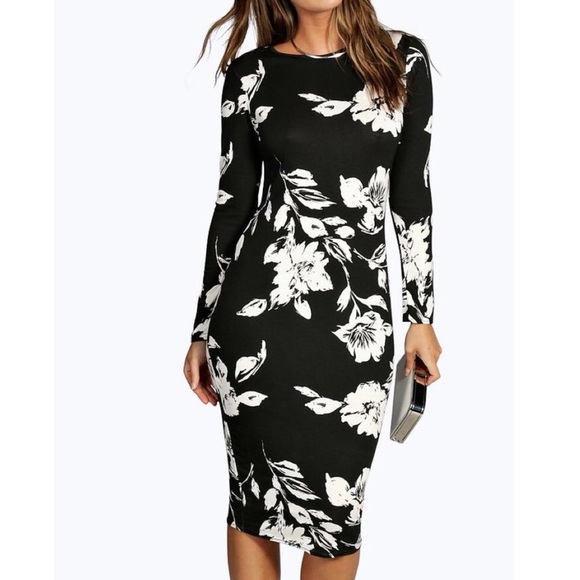 boohoo 2 in 1 bodycon midi dress